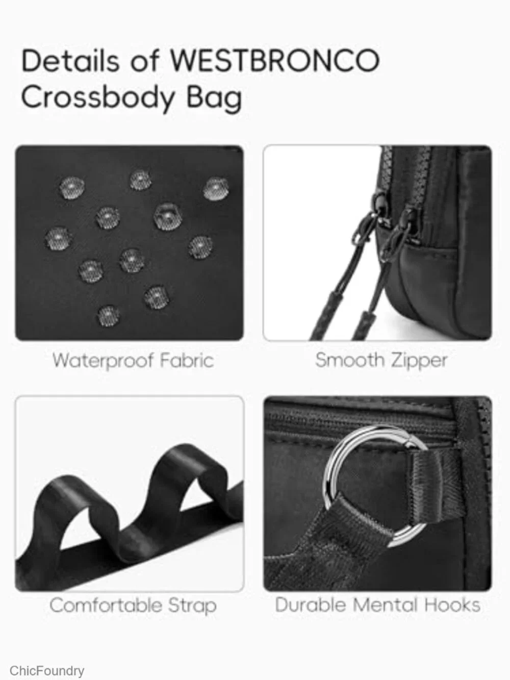 Small Nylon Crossbody Bag with Adjustable Strap for Travel